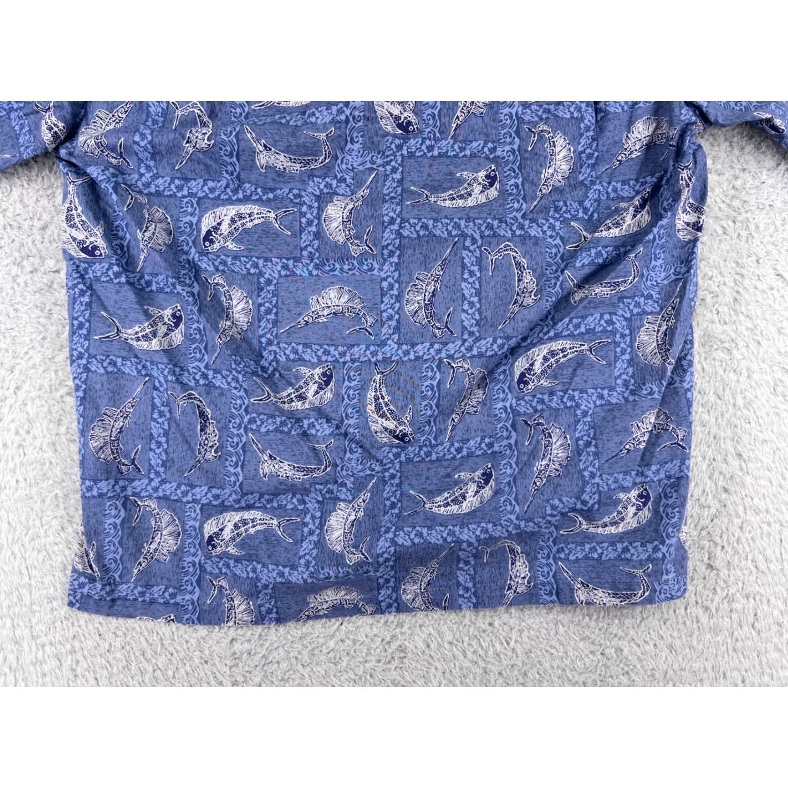 ALOHAS VINTAGE Ho Aloha Shirt Mens Blue Hawaiian Floral Button-Up Large L Size US L / EU 52-54 / 3 - 7 Thumbnail