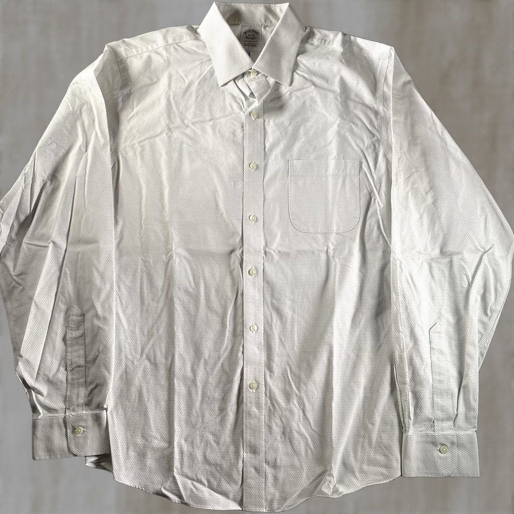 Brooks Brothers Brooks Brothers Shirt Mens Large 16 36 White Dot Pattern Regent Dress Button Up - Regular Fit, Long Sleeve, Cotton, White, Non-Iron, Machine Washable Size 42R - 1 Thumbnail