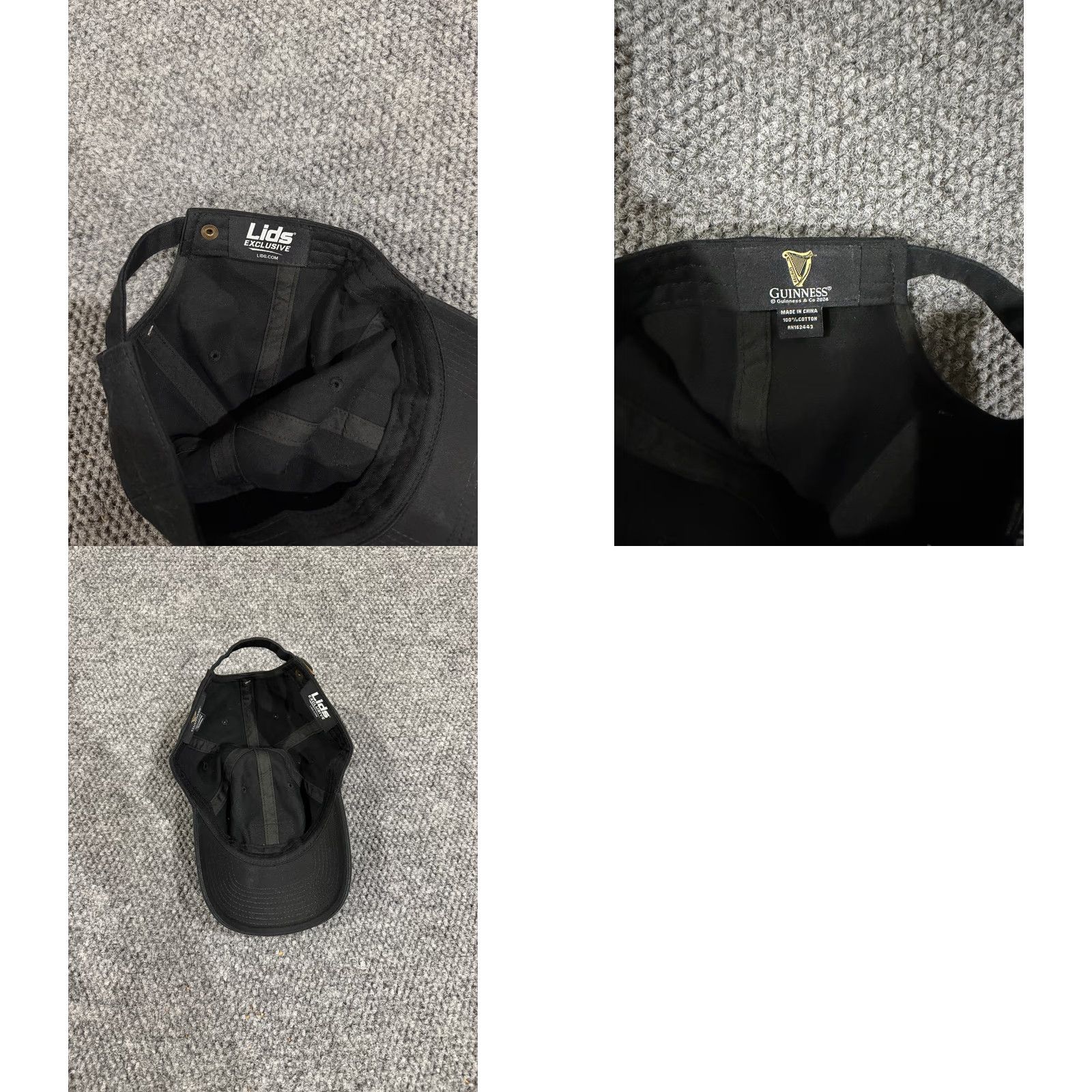Vintage Guinness Hat Cap Mens One Size Black Dublin Ireland 1759 Trademark Lids Exc Baseball Cap Be er Adjustable Casual Men’s Black Seasonal Streetswear Size ONE SIZE - 8 Thumbnail