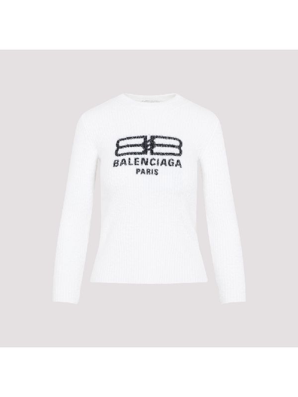 image of Balenciaga O1Mt1Gz0424 Crewneck Sweater In White, Women's (Size Medium)