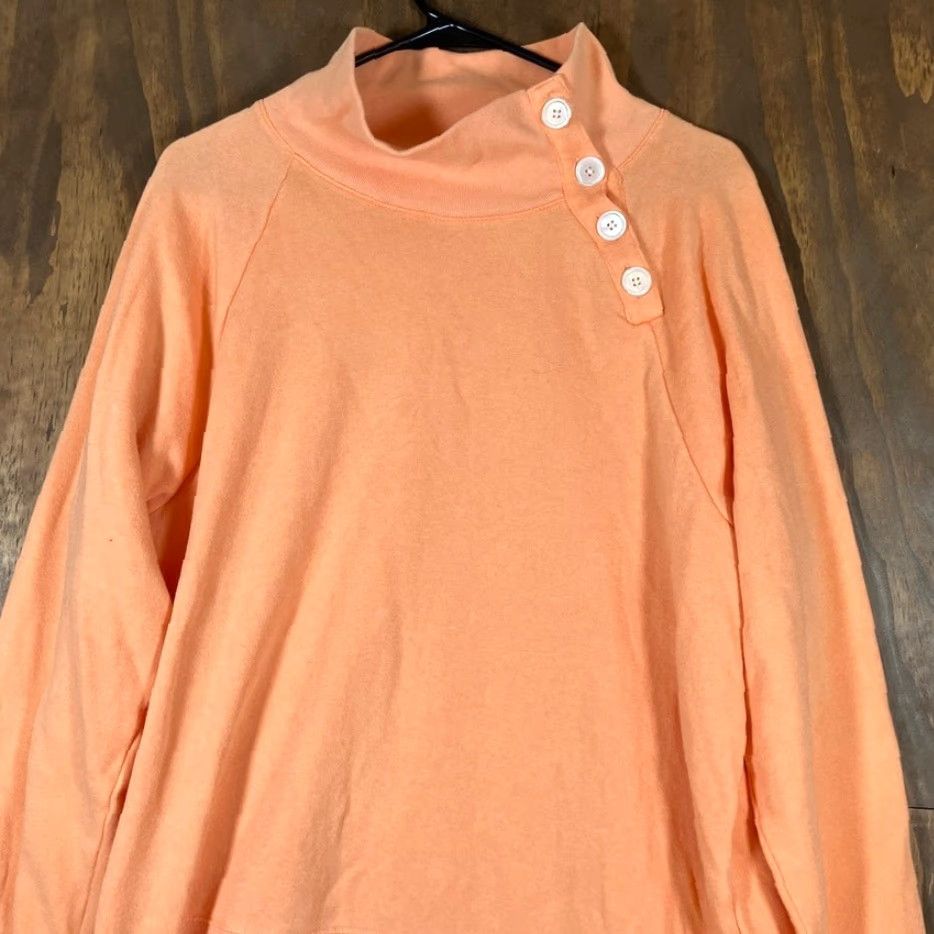 J.Crew VINTAGE J.CREW Womens Sweater Orange Fleece Mock Neck Button Shoulder Long Sleeve XL Size XL / US 12-14 / IT 48-50 - 2 Thumbnail