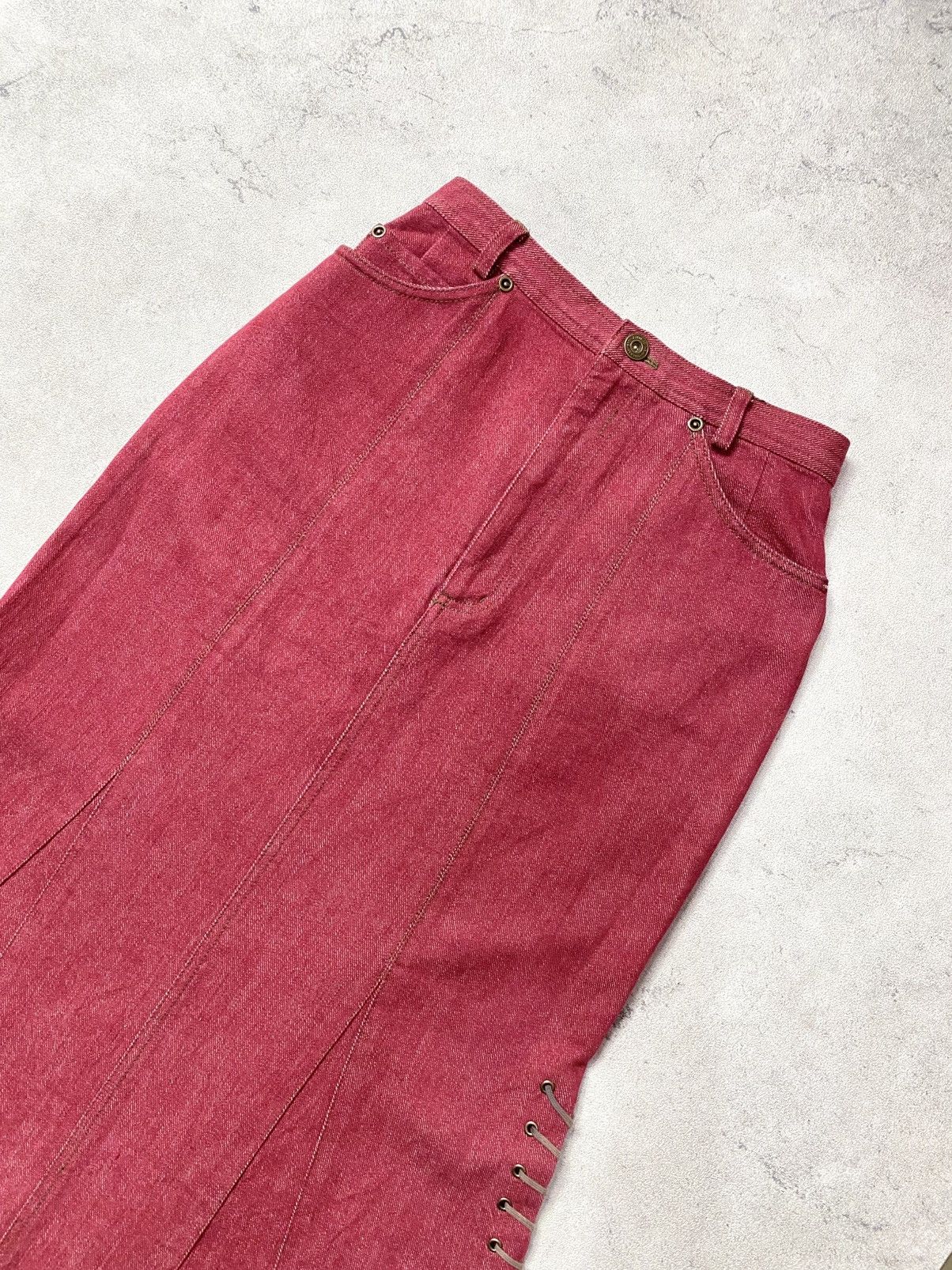If Six Was Nine Vintage Y2K Betty’s Blue Shinji Abe Burgundy Maxi Skirt Size 28" / US 6 / IT 42 - 4 Thumbnail