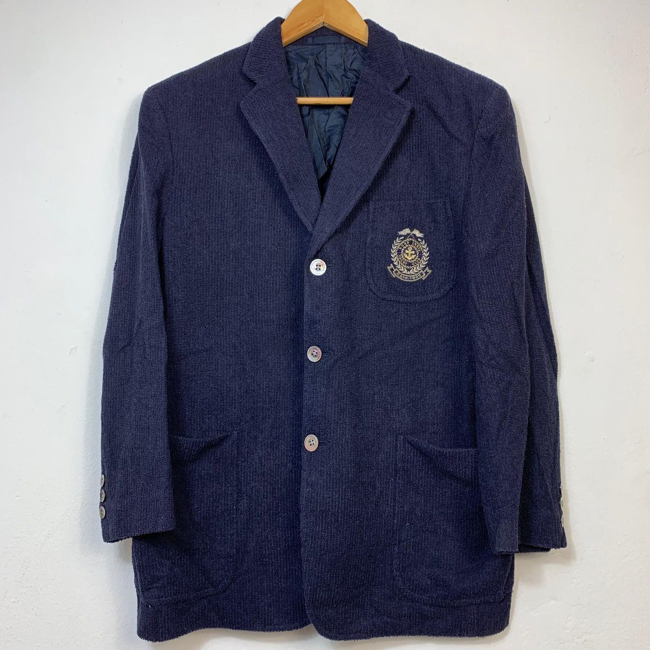 Burberry Vintage Burberrys Yacht Club Corduroy Blazer Navy Blue Size 40S - 1 Thumbnail