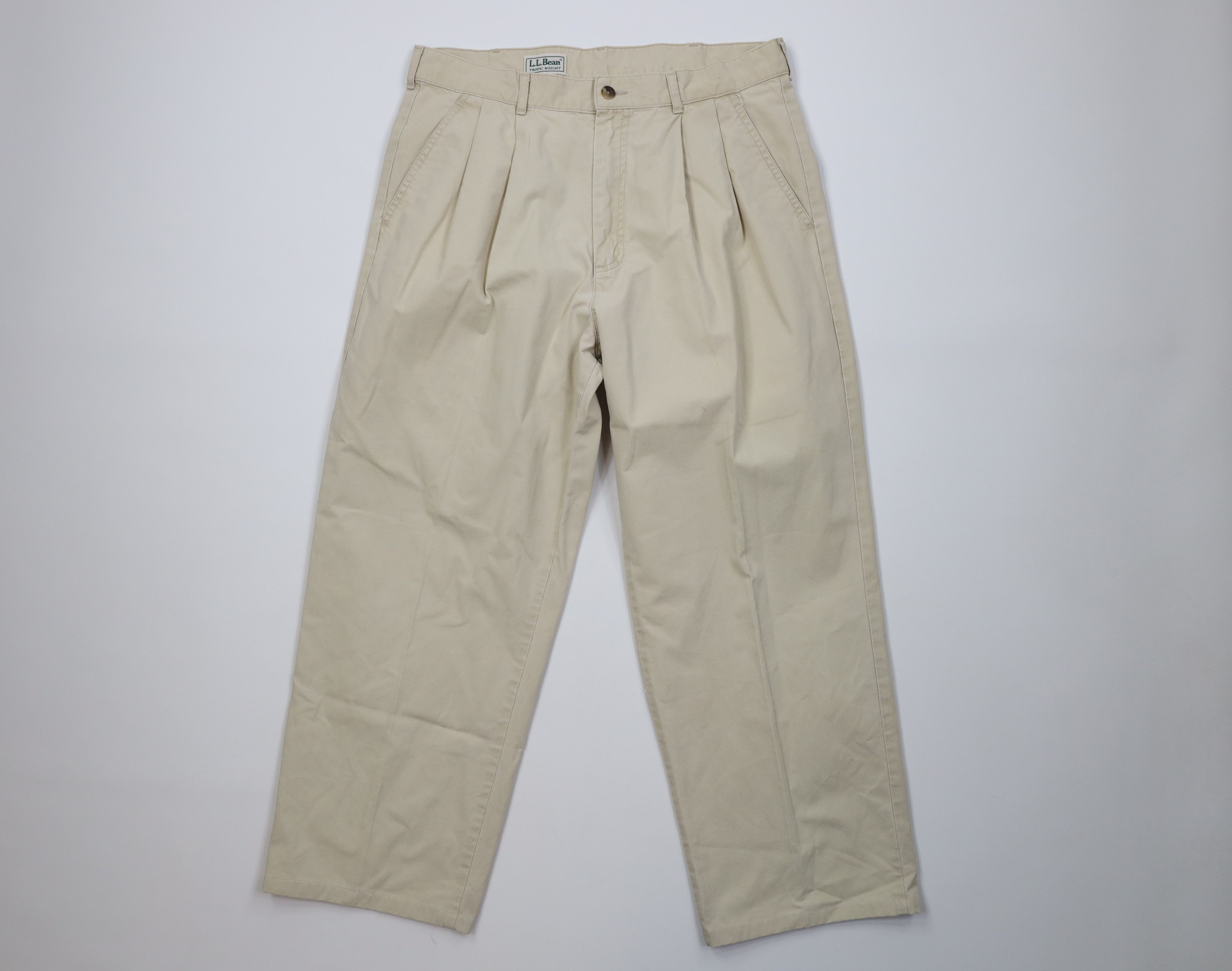 L.L. Bean Vintage 90s LL Bean Weight Wide Leg Pants Stonewash Beige Size US 32 / EU 48 - 1 Thumbnail