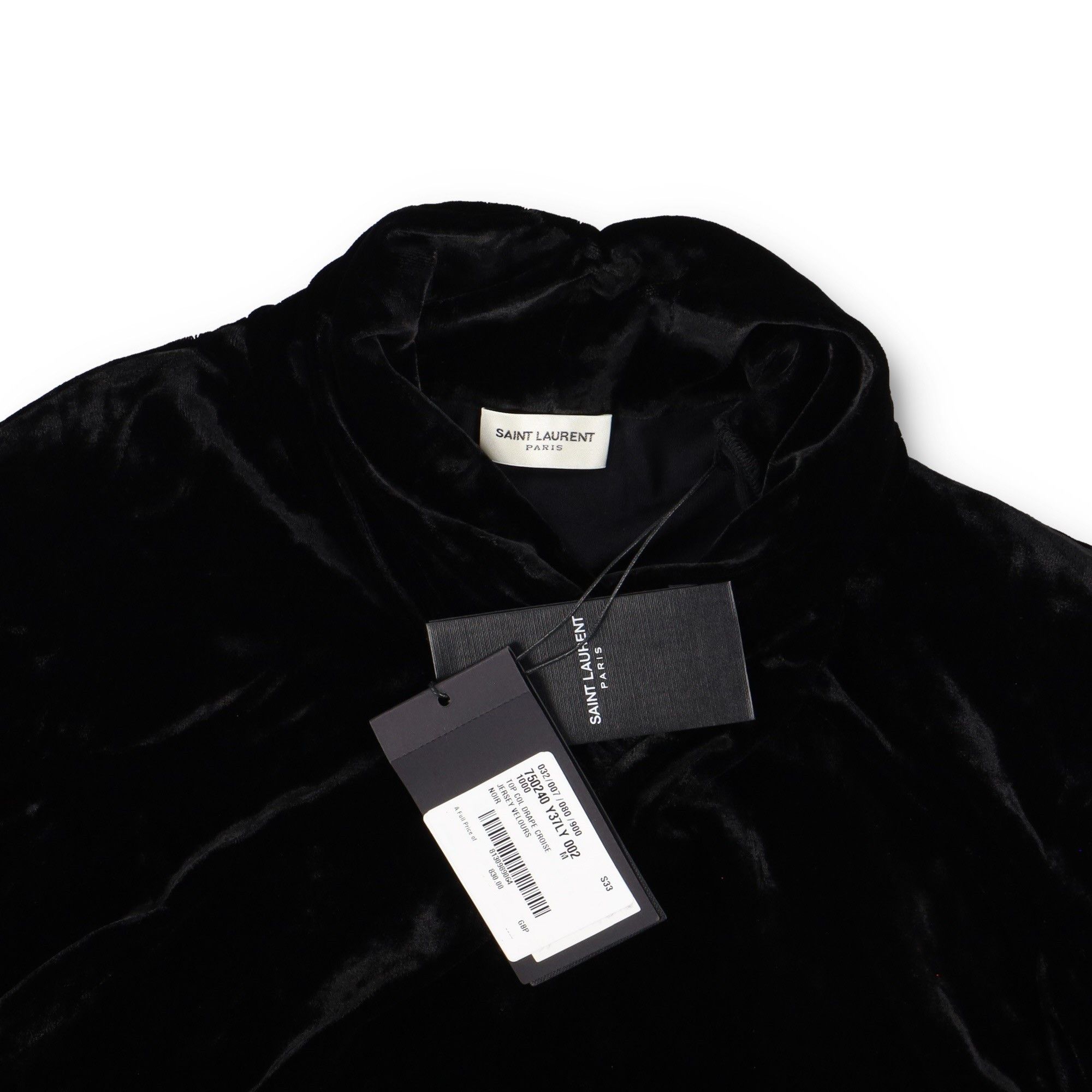 Saint Laurent Paris Black Shawl Collar Velvet Top Size US M / EU 48-50 / 2 - 4 Thumbnail
