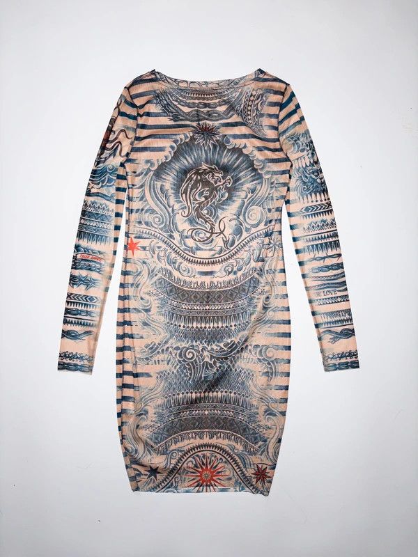 Jean Paul Gaultier JPG Lindex Tattoo Mesh Dress - cruiseboatoman.com