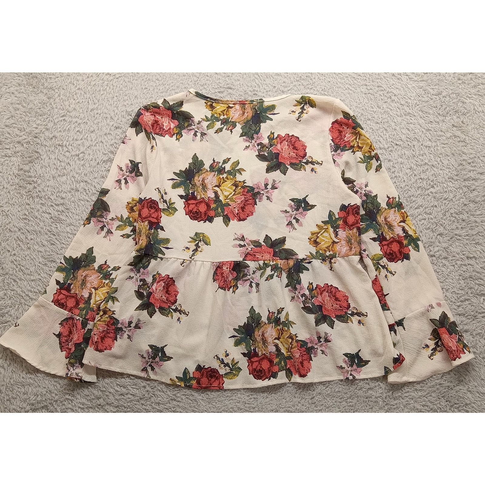 & Other Stories The Outfit Peplum Top Women's S Sequin Cream Floral Ruffle Size S / US 4 / IT 40 - 2 Thumbnail
