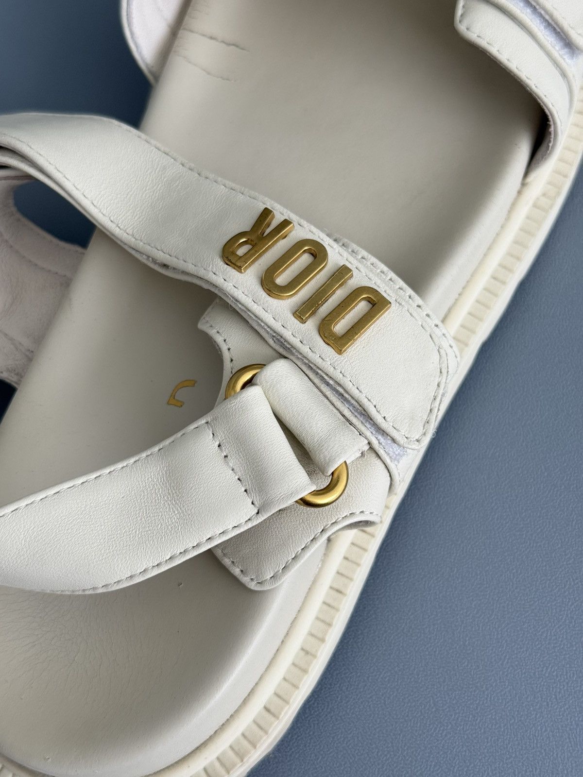 Dior Dior Dioract Sandal Ivory Lambskin Gold Logo Size US 9 / IT 39 - 12 Thumbnail