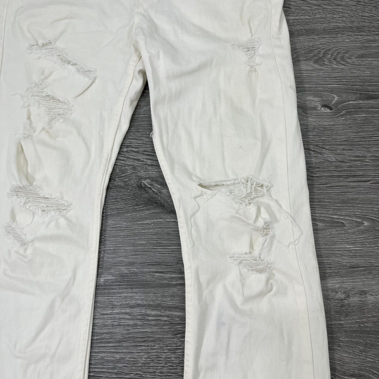JACKROSE 2000's Jackrose Ripped White Denim Pant Stretch Lgb Style Size US 35 - 4 Thumbnail