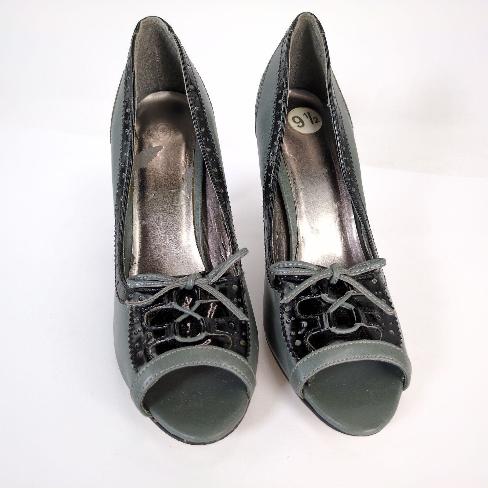 Other Joey Women's 9.5 Peep Toe 4" High Heels Bow Patent Brogue Size US 9.5 / IT 39.5 - 2 Thumbnail