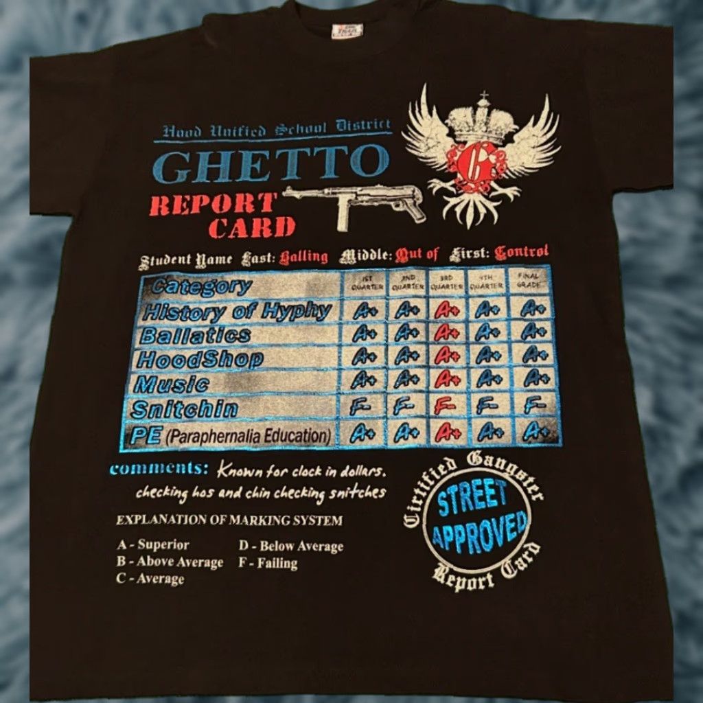 Vintage VINTAGE Ghetto Report Card Hip Hop Rap Tee Shirt Mens 2XL Black 90s Y2K Punk Grunge Hip Hop 2000s Tee Shirt Mens 2XL Size US XXL / EU 58 / 5 - 1 Thumbnail