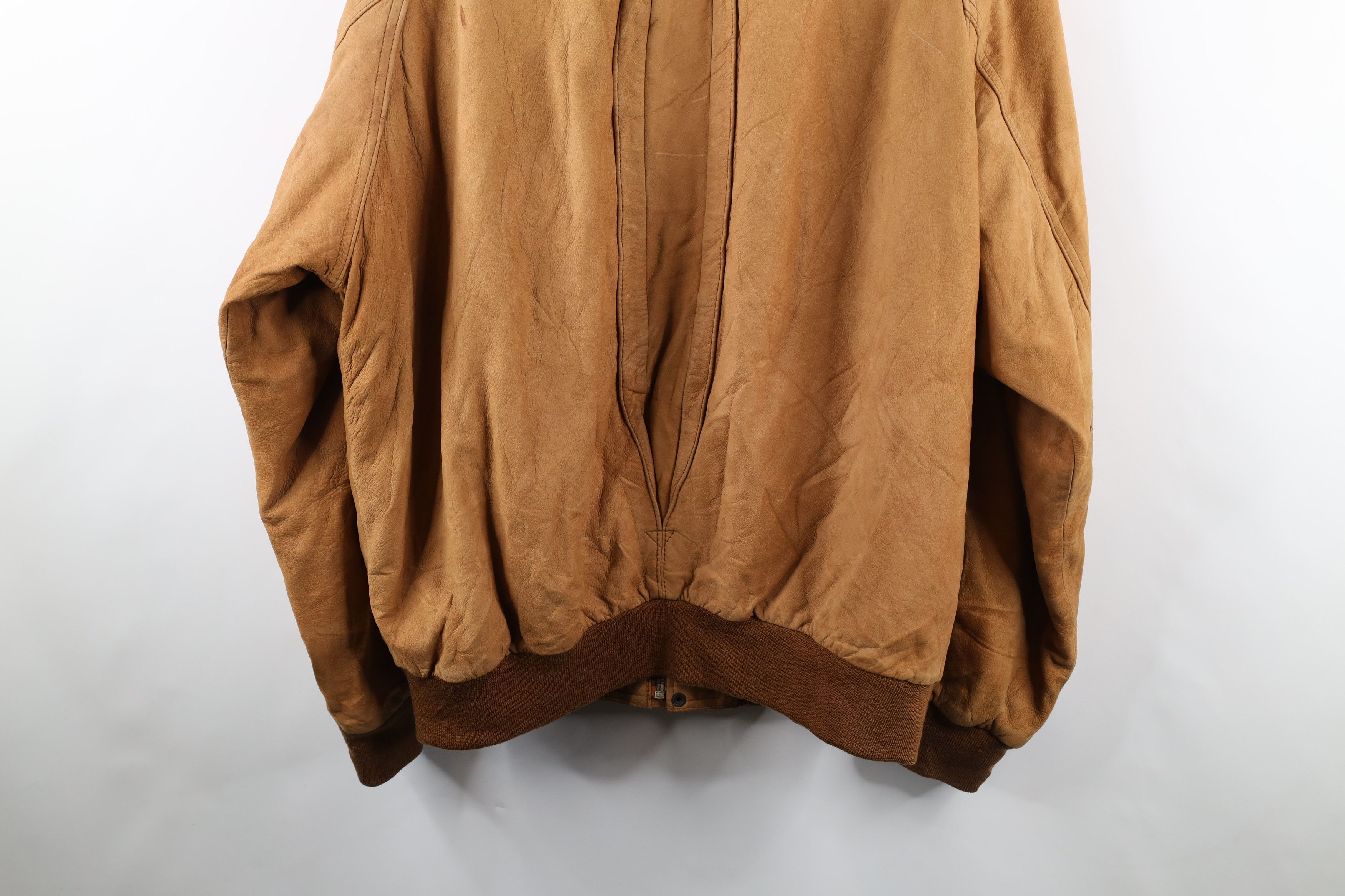 Marlboro × Vintage Vintage 90s Marlboro Suede Leather Bomber Jacket Brown Size US XL / EU 56 / 4 - 18 Thumbnail