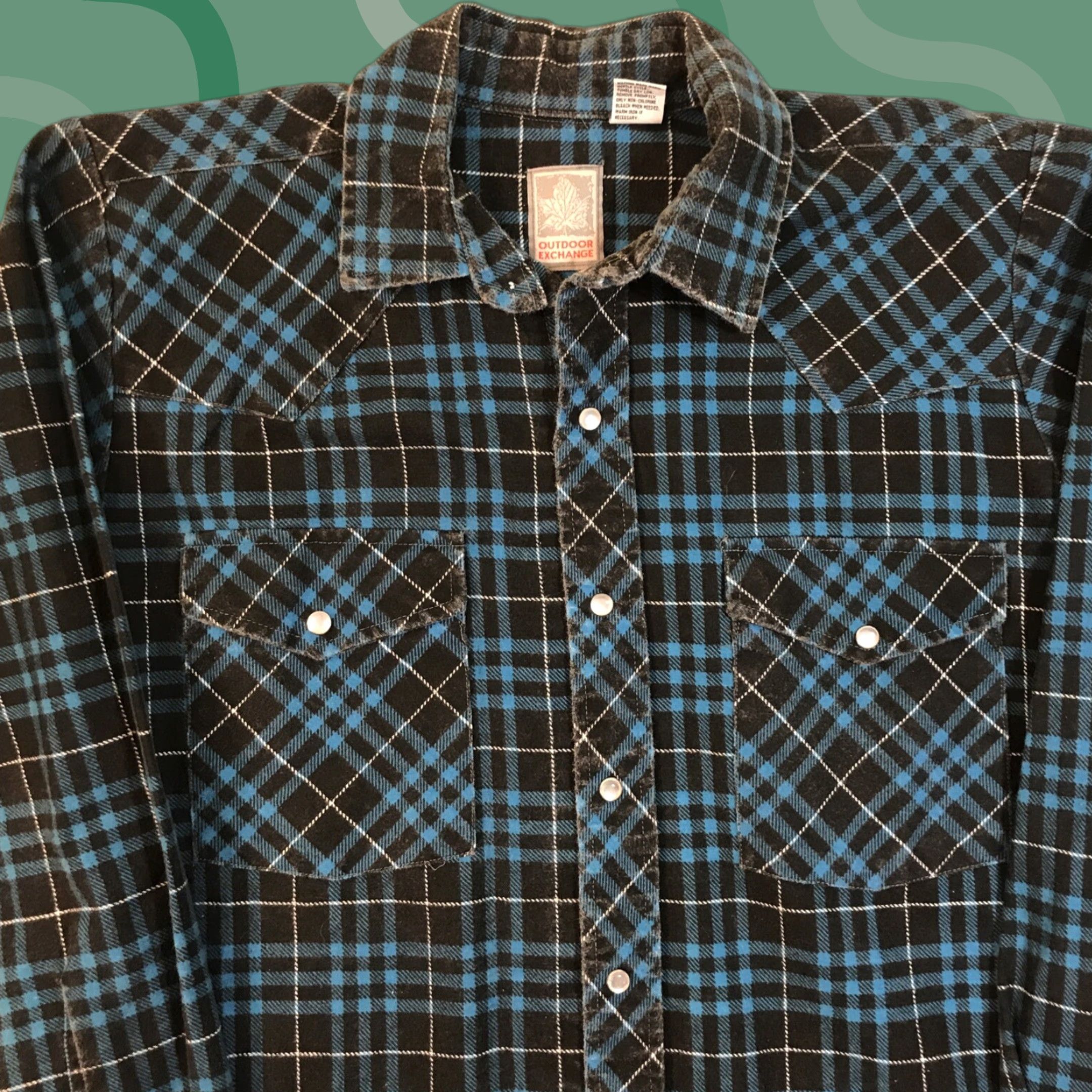 Vintage VINTAGE Outdoor Exchange Flannel Shirt Men M Blue Plaid Pocket Snap Button Up Casual 90s Outdoor Mens Size US M / EU 48-50 / 2 - 1 Thumbnail