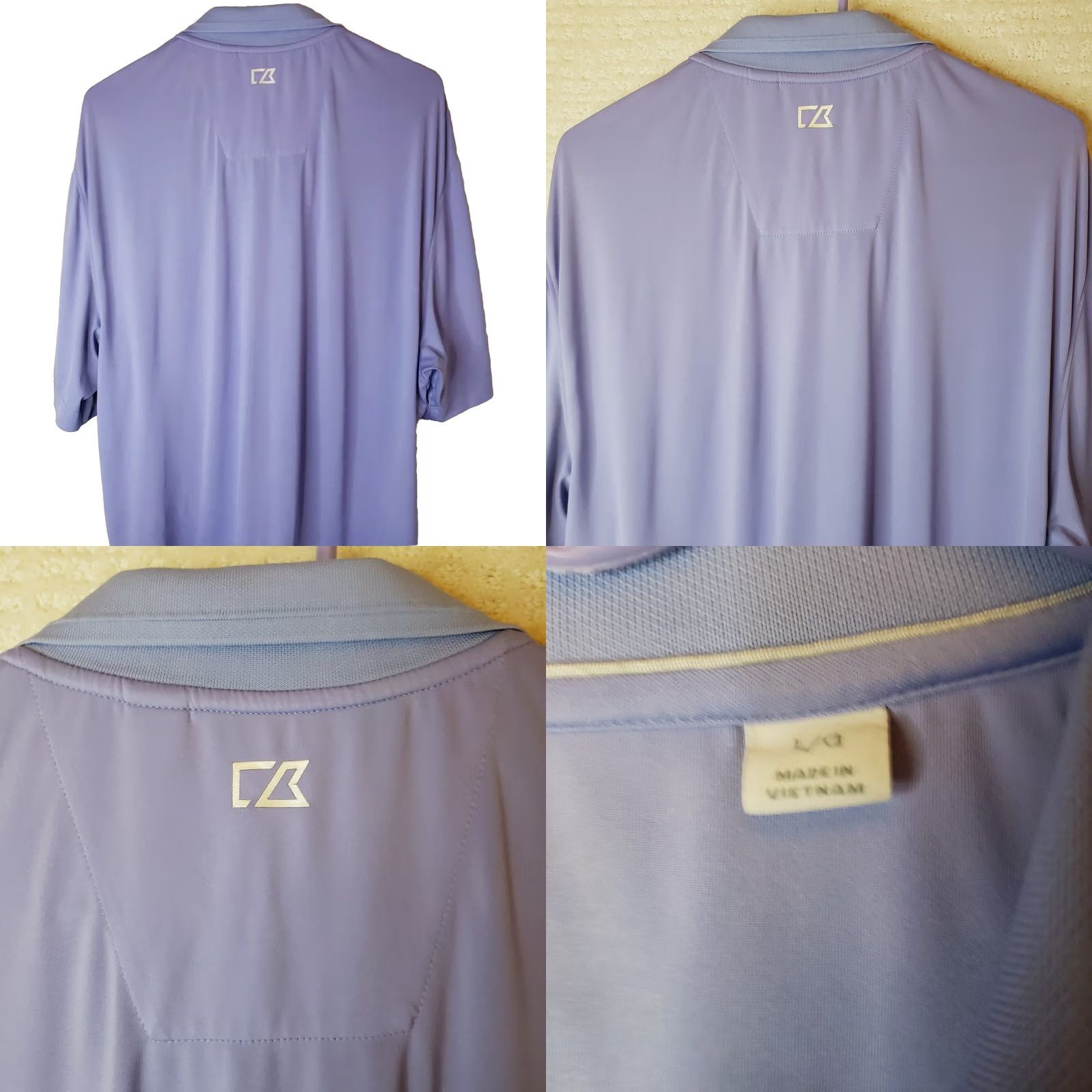 Cutter & Buck Cutter & Buck Polo Shirt Mens L Lavender Short Sleeve DryTech 50+ Golf Striped Reg Adult Mens Men Size US L / EU 52-54 / 3 - 8 Thumbnail