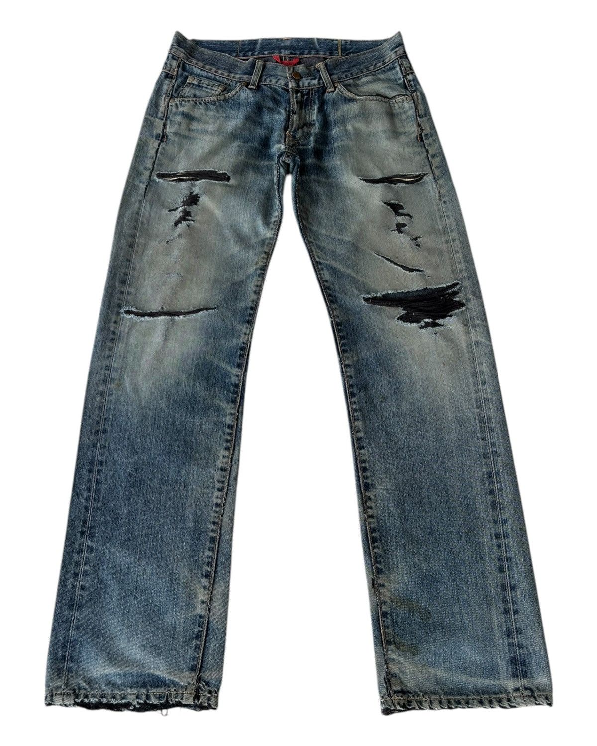Kapital THRASHED🔥EDWIN 503SS RIPPED MUD DISTRESSED DENIM JEANS Size US 34 / EU 50 - 1 Thumbnail
