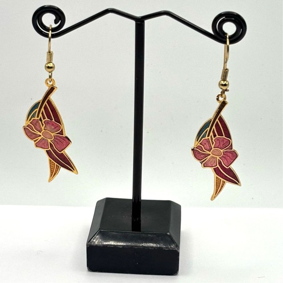 Other Gold & Pink Floral Earrings Size ONE SIZE - 3 Thumbnail
