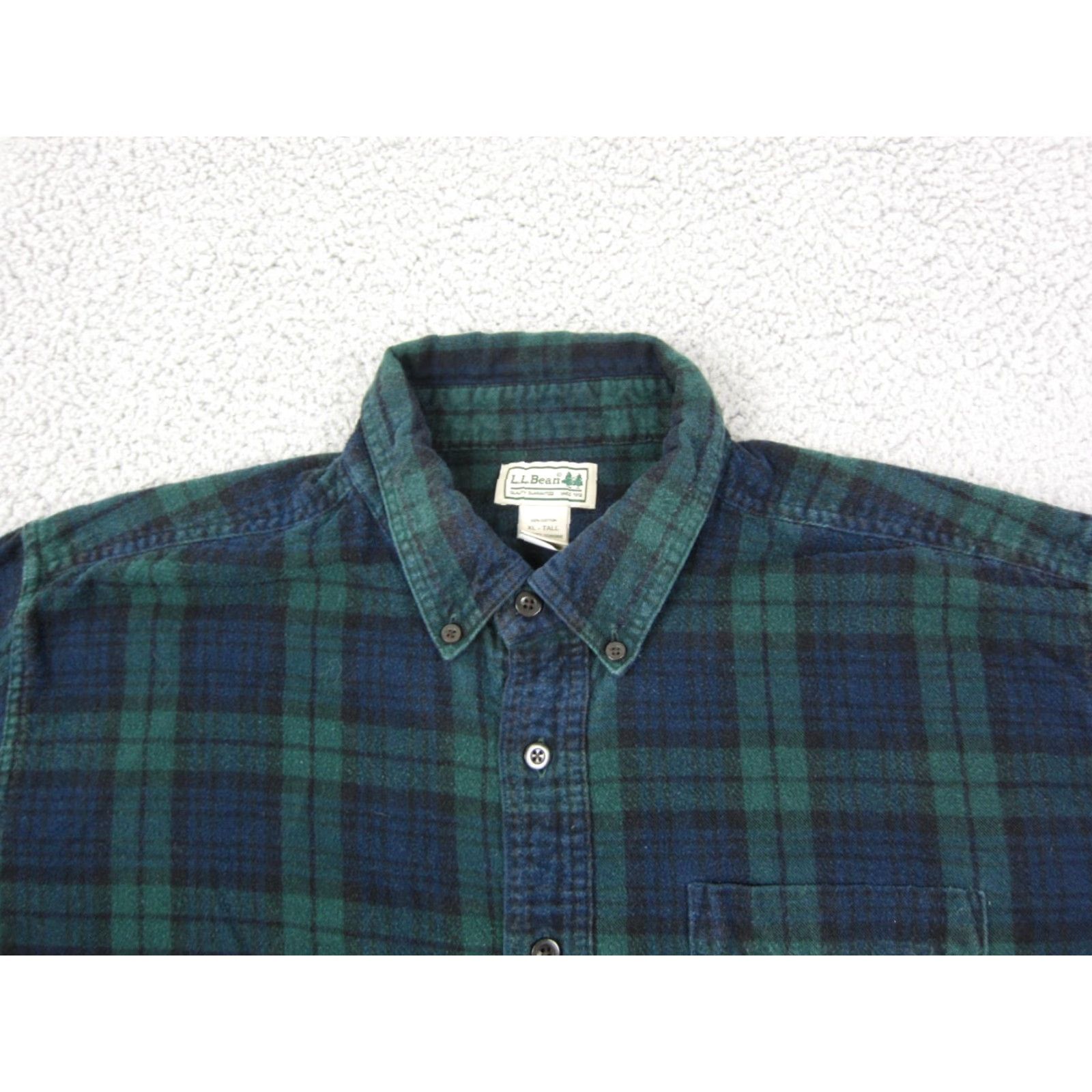 Vintage VINTAGE L.L.Bean Shirt Mens XLT Blue Black Watch Plaid Tartan Button-Up 100% Cotton Flannel Long Sleeve Collared Size US XL / EU 56 / 4 - 5 Thumbnail