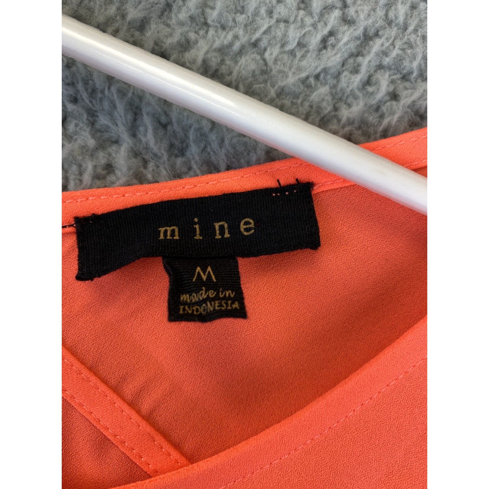 Vintage MINE Blouse Tunic Short Sleeve Boat Neck Womens M Coral Neon Size M / US 6-8 / IT 42-44 - 3 Thumbnail