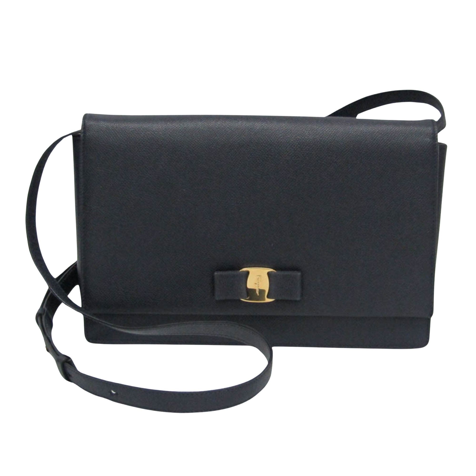 Vara Navy Leather Shoulder Bag (Pre-Owned)