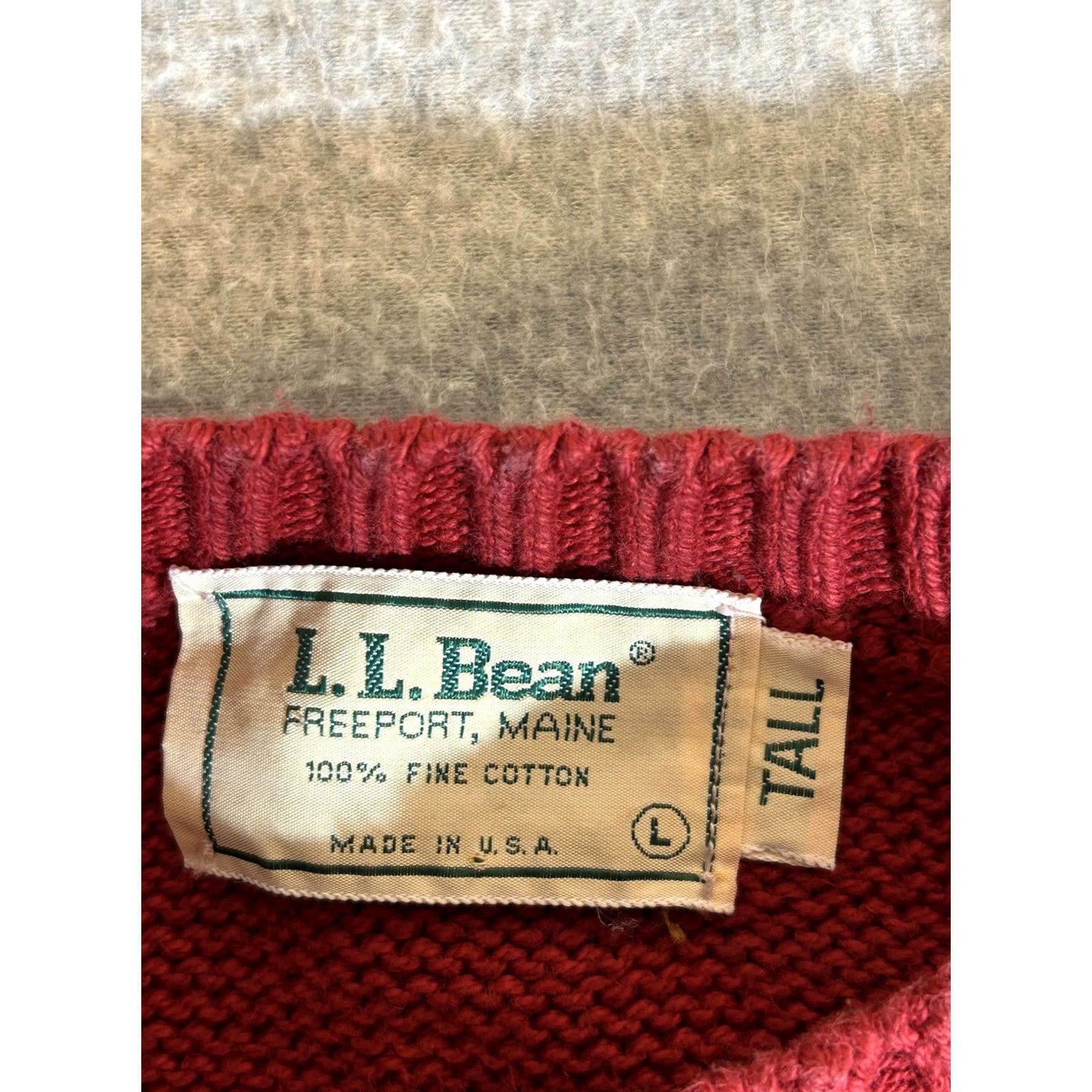 Vintage VINTAGE L.L.Bean Sweater Mens LT Large Tall Red Cotton Knit Crewneck pullover USA Size US L / EU 52-54 / 3 - 6 Thumbnail