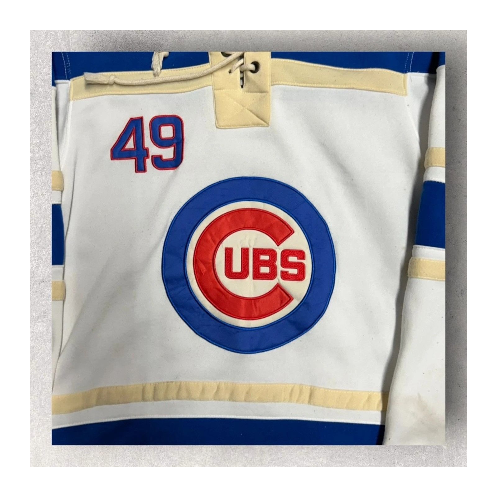 Vintage Cubs Chicago Baseball Lace Up Pullover Hoodie Sweatshirt *No Size US M / EU 48-50 / 2 - 4 Thumbnail