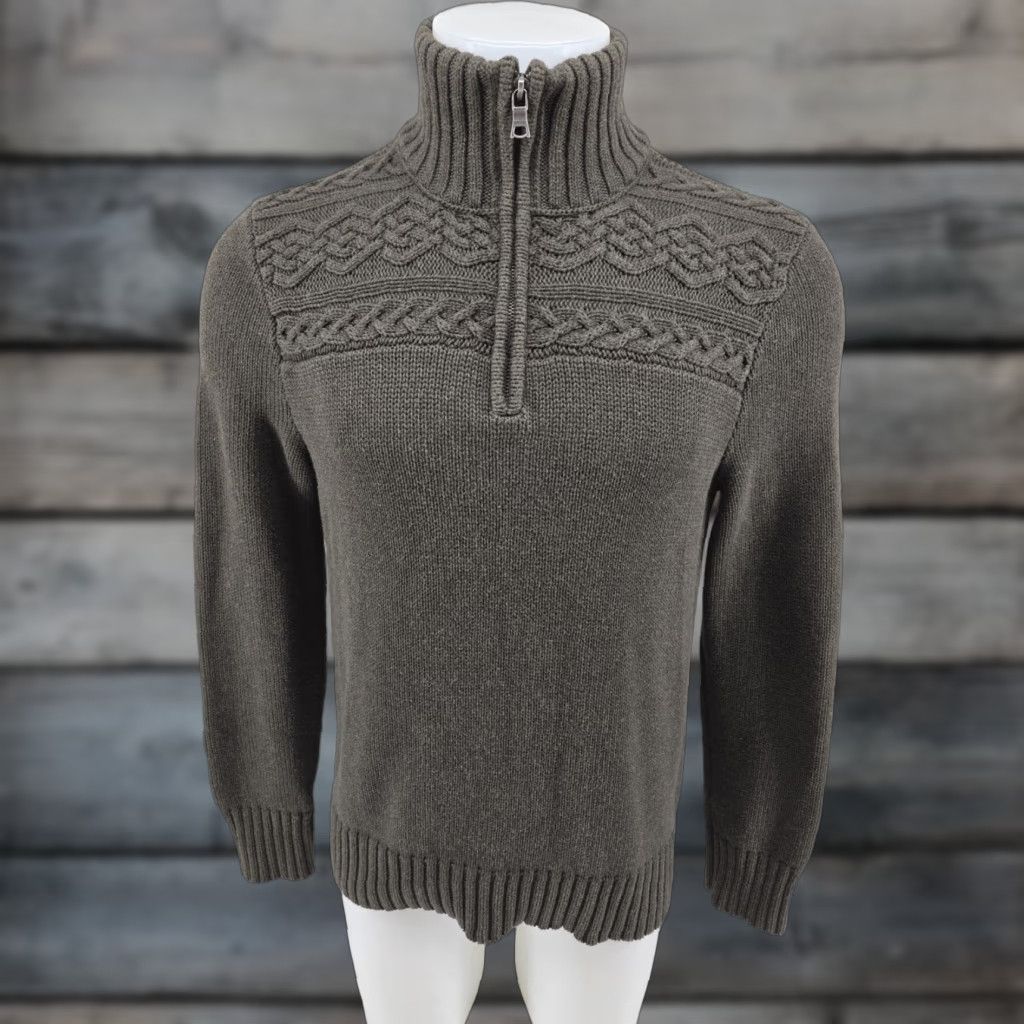 Banana Republic Banana Republic Sweater Pullover 1/4 Zip Mens Medium Green Mock Neck Cable Knit Knitwear Holiday Casual Business Size US M / EU 48-50 / 2 - 1 Thumbnail