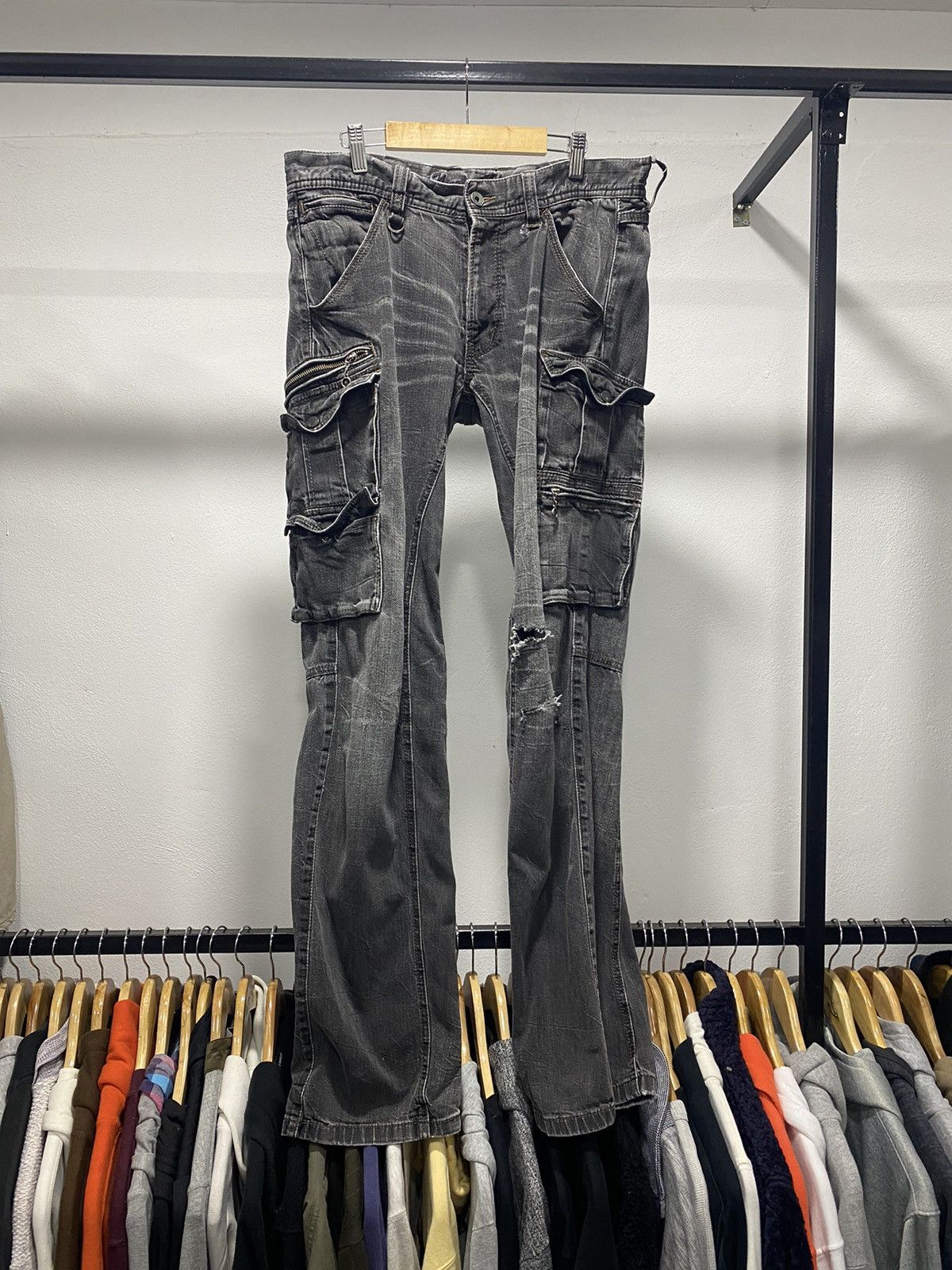 Hysteric Glamour Nicole Washed Black Cargo Denim Pants Lgb Punk Size US 34 / EU 50 - 2 Thumbnail