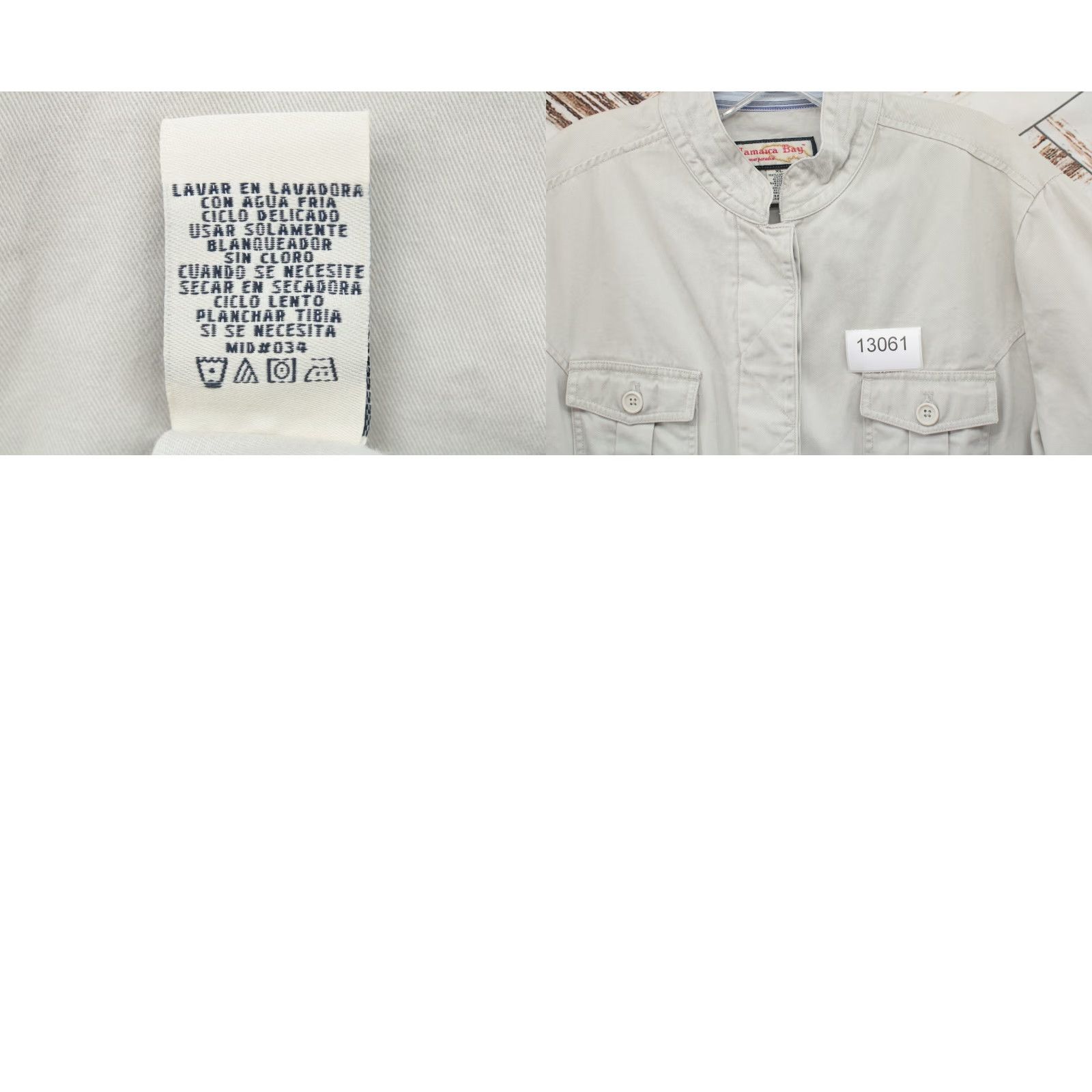Vintage Jamaica Bay Safari Jacket Womens XL Beige Cargo Pockets Mock Collar Stylish Boho Shirt Size XL / US 12-14 / IT 48-50 - 8 Thumbnail
