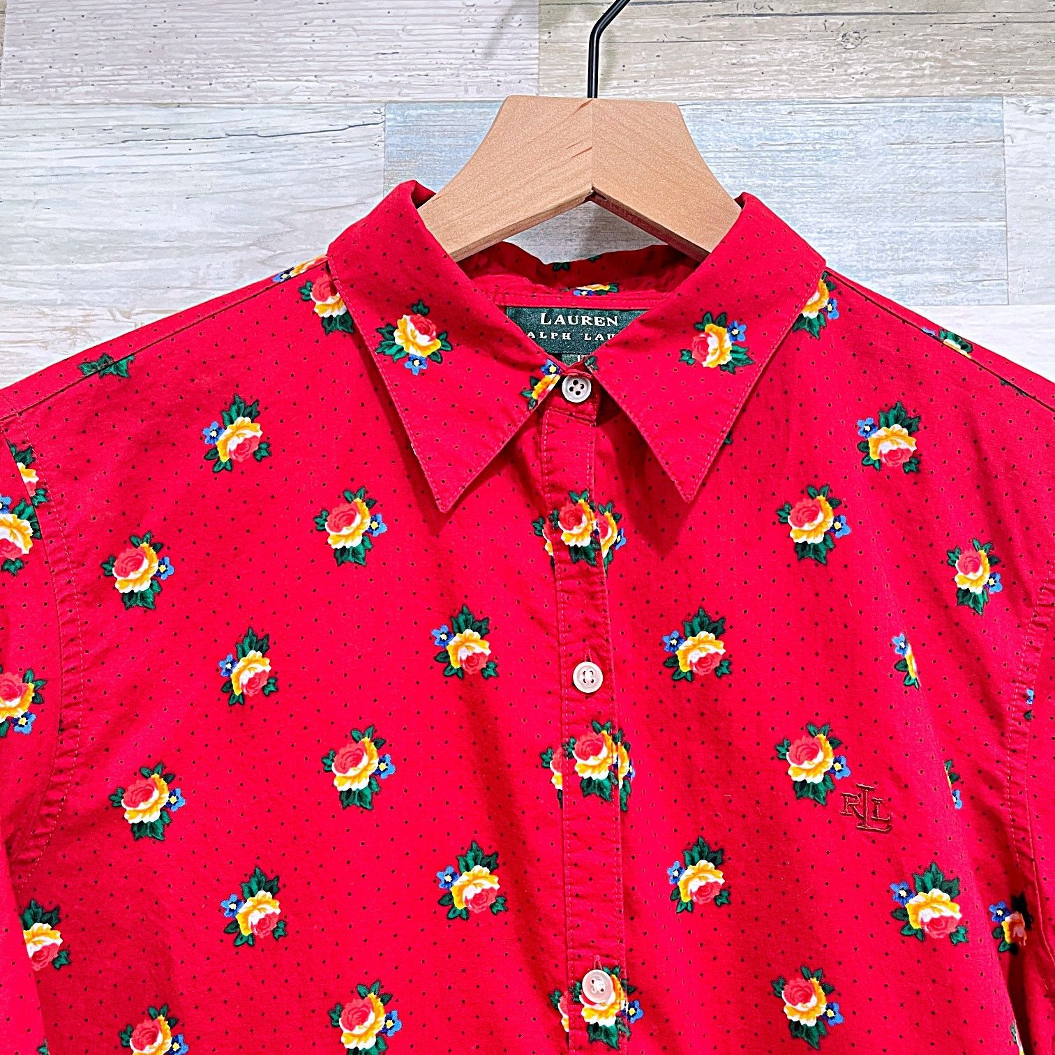 Lauren Ralph Lauren LRL Ralph Lauren Floral Foulard Short Sleeve Shirt Red Large Size L / US 10 / IT 46 - 2 Thumbnail