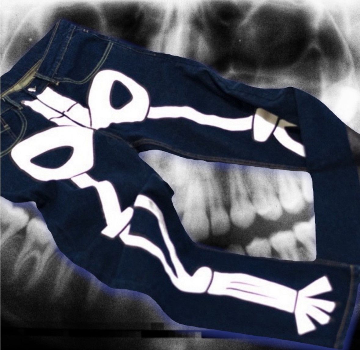 Slumpy Kev 🆕 Slumpy Kev’s Skeleton 💀 X-Ray jeans 👖 Size US 31 - 3 Thumbnail