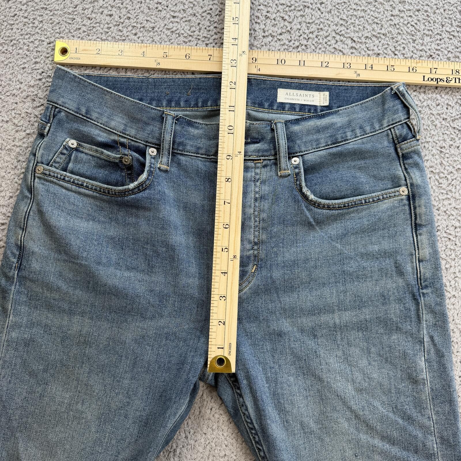 Allsaints AllSaints Cigarette Jeans Light Wash Slim Straight 30x32 Size US 30 / EU 46 - 3 Thumbnail