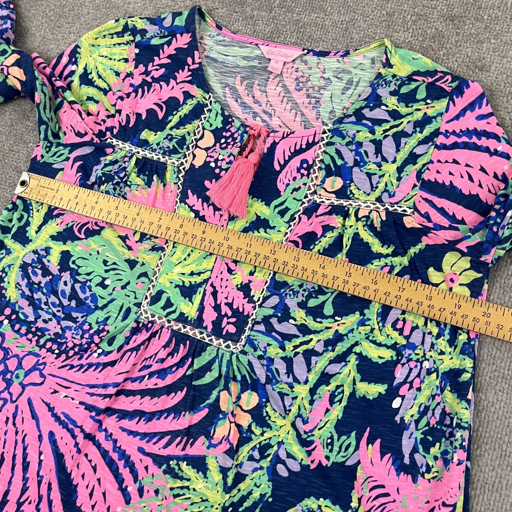 Lilly Pulitzer Lilly Pulitzer Tunic Blouse Womens Medium Multicolor Floral Tasseled Casual 3/4 Sleeve Size M / US 6-8 / IT 42-44 - 6 Thumbnail
