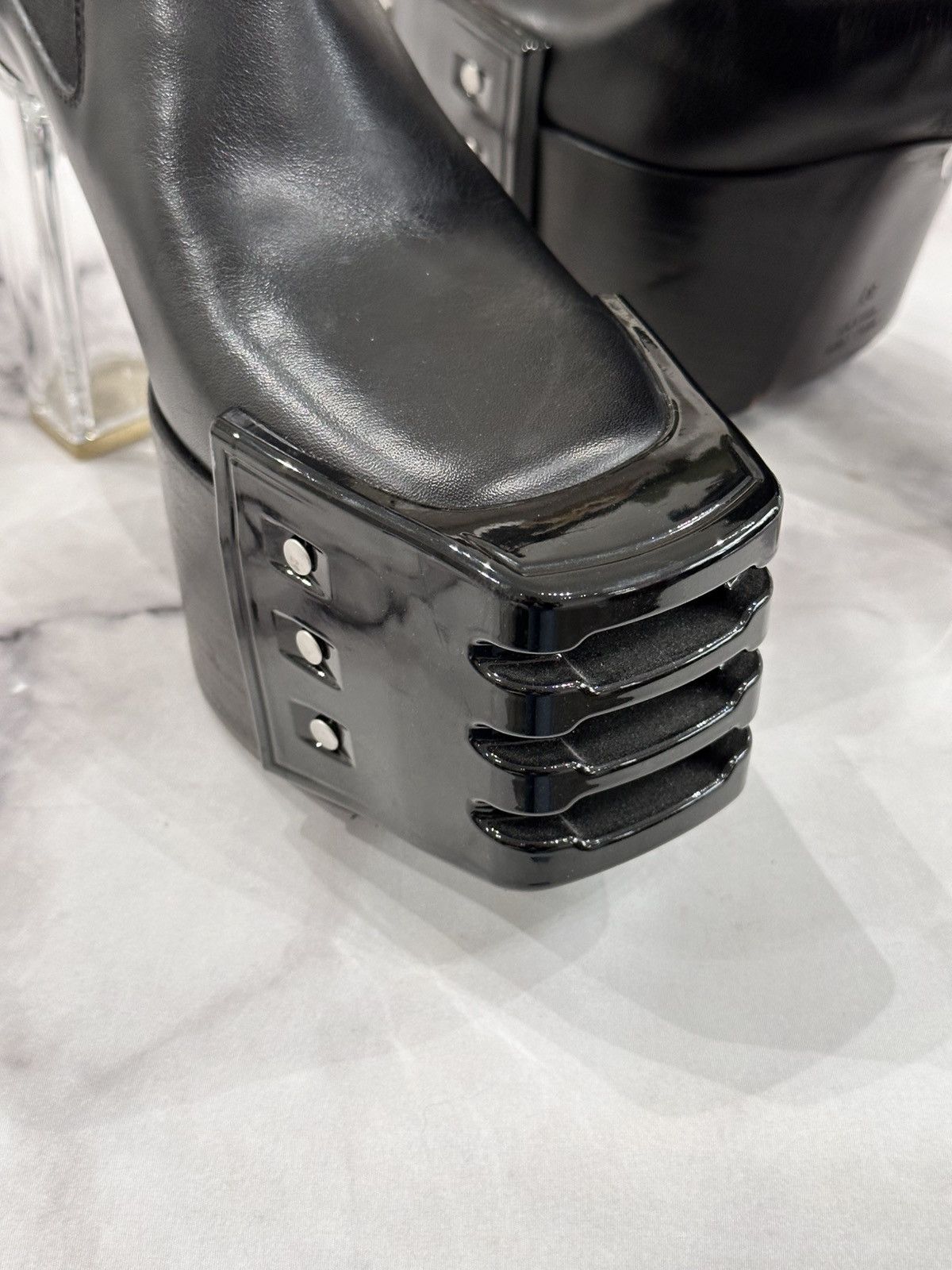 Rick Owens RICK OWENS BLACK ON BLACK PLATFORM KISS BOOTS SIZE 37 Size US 7 / IT 37 - 4 Thumbnail