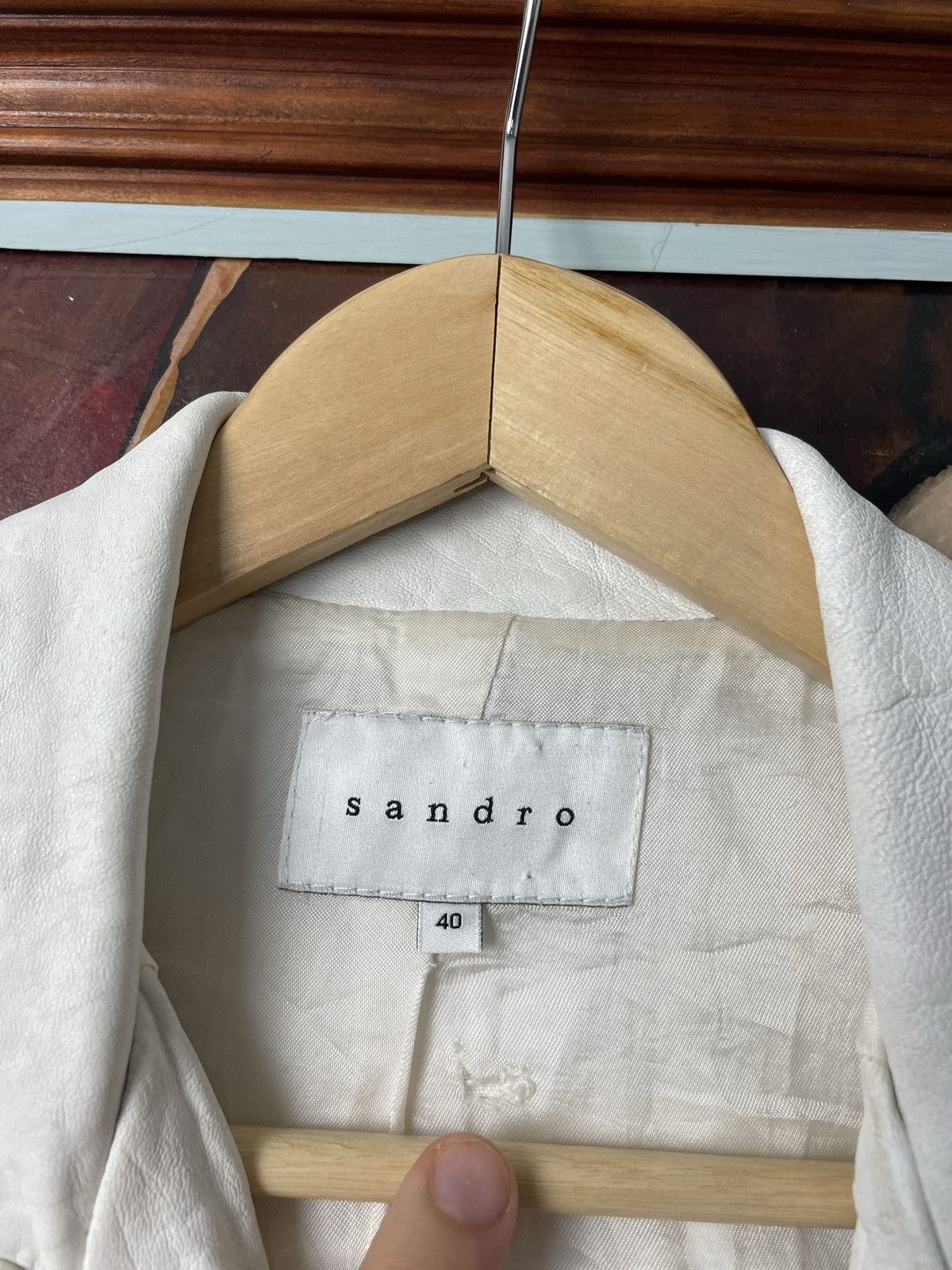 Sandro Sandro Paris Cream White Biker Leather Jacket Designer Rare Size M / US 6-8 / IT 42-44 - 4 Thumbnail