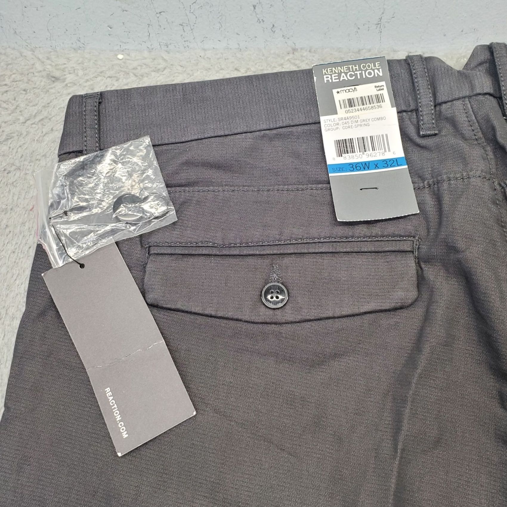 Kenneth Cole Kenneth Cole Reaction Pants Mens 36 Gray 36x32 Flat Front Slim Fit Straight Leg Size US 36 / EU 52 - 8 Thumbnail