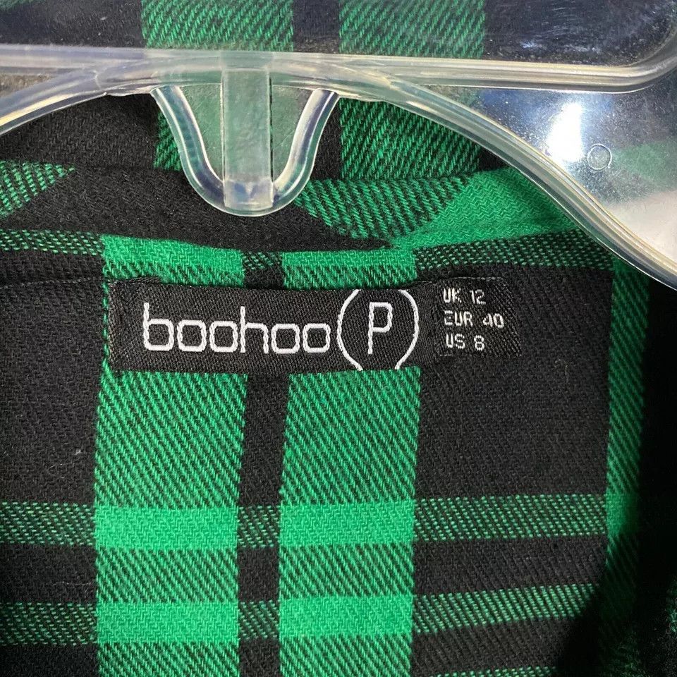 Boohoo Boohoo Pajama Top Women's Size 8 Plaid Green Short Sleeve Size M / US 6-8 / IT 42-44 - 3 Thumbnail
