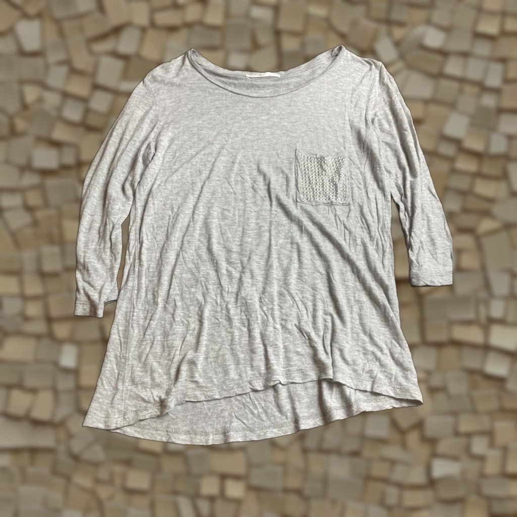 Vintage Tresics Shirt Women Size Small Gray 3/4 Sleeve Boat Neck Metal Detail Casual Size S / US 4 / IT 40 - 1 Thumbnail