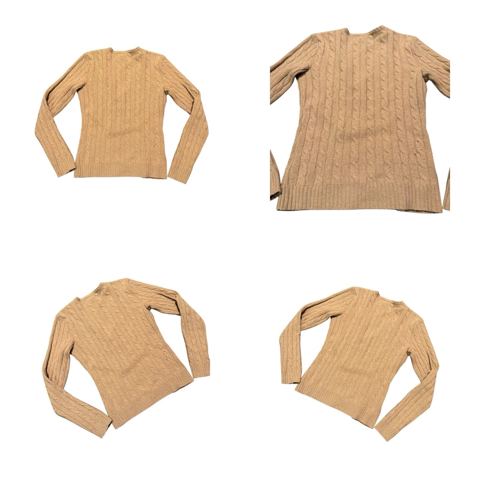 Ralph Lauren VINTAGE Ralph Lauren Black Label Women's Beige 100% Cashmere Cable Knit Sweater Med Pullover Size M / US 6-8 / IT 42-44 - 8 Thumbnail