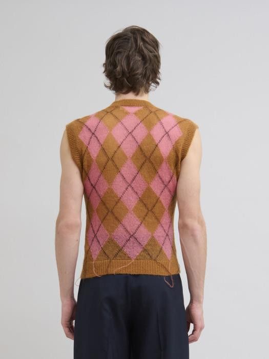 Marni o1w1db10326 Argyle V-Neck Sweater Vest in Pink Size US XL / EU 56 / 4 - 2 Thumbnail