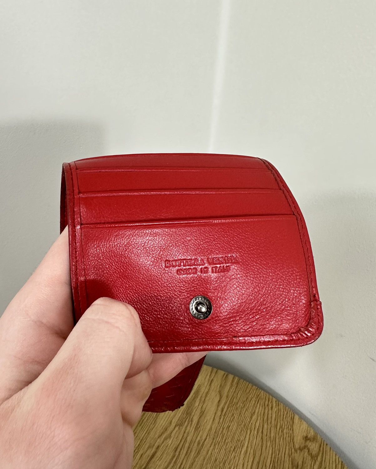 Bottega Veneta × Vintage Vintage Bottega Veneta Luxury Classic Red Leather Wallet Size ONE SIZE - 7 Thumbnail