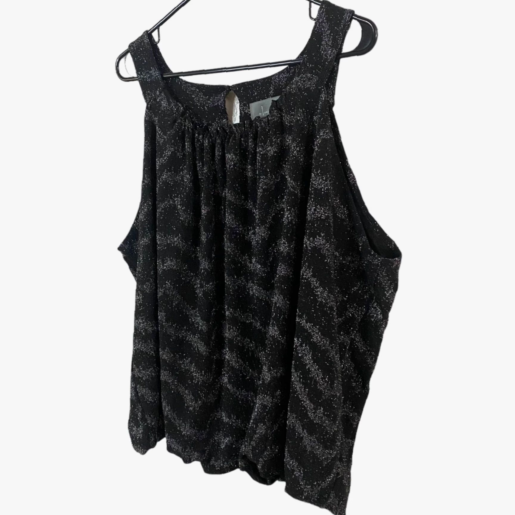 Anthropologie ANTHROPOLOGIE Carly Shimmer Metallic Tank Top Women's Size Large Black Sleeveless Lined Size L / US 10 / IT 46 - 2 Thumbnail