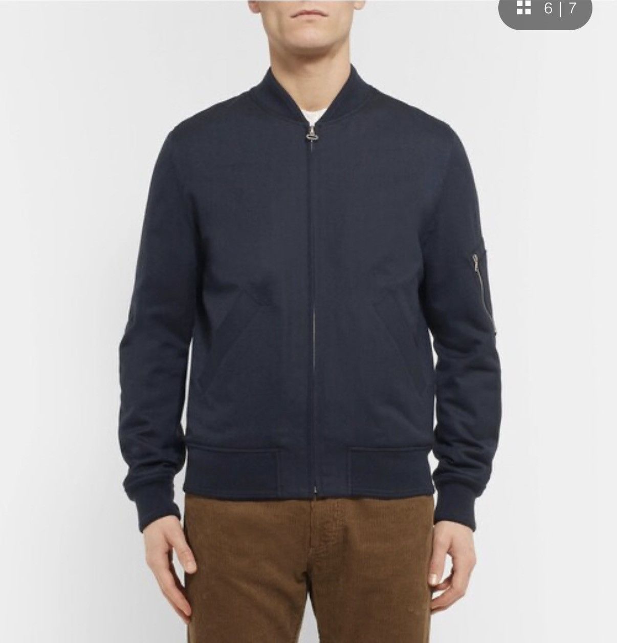 A.P.C. A.P.C. Herringbone Cotton and Wool-Blend Bomber Jacket Size US S / EU 44-46 / 1 - 6 Thumbnail