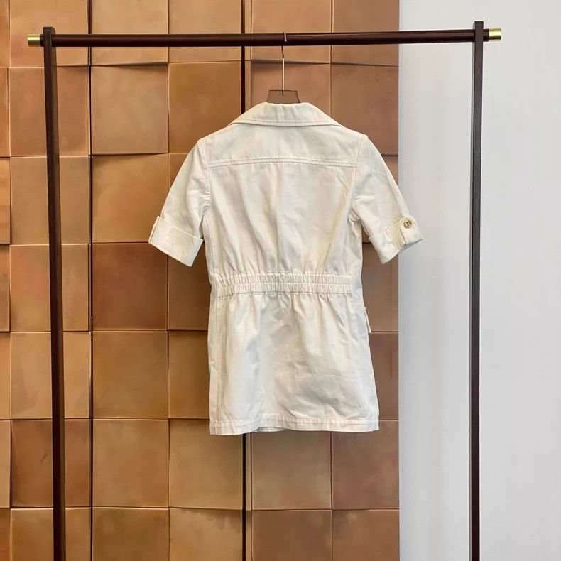 Gucci Gucci Milky white multi-pocket gold buckle denim dress 2504 Size XS / US 0-2 / IT 36-38 - 2 Thumbnail