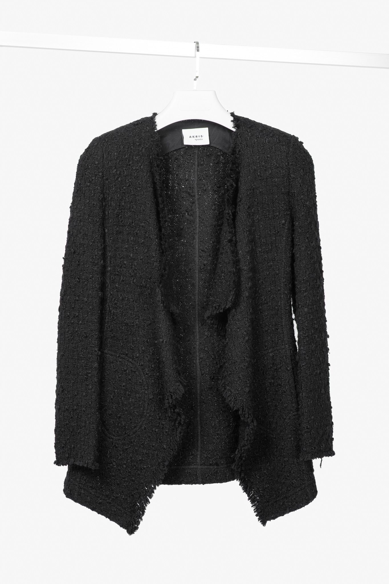 Akris Akris Punto Wool-Blend Boucle-Tweed Fringe Open-Front Jacket Size S / US 4 / IT 40 - 1 Thumbnail
