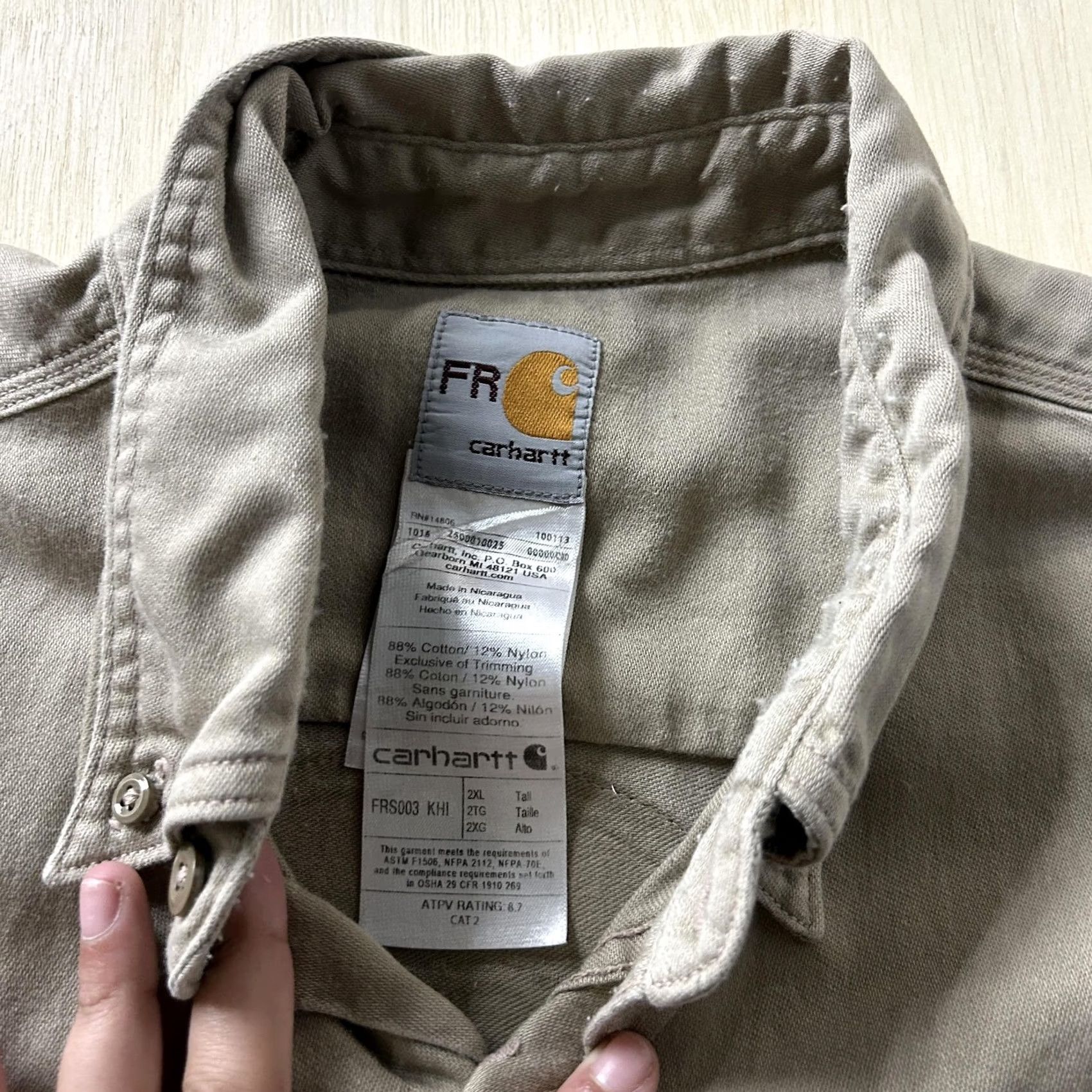 Carhartt Carhartt FR Shirt Mens 2XLT Beige Flame Resistant Reflective Workwear Button Up Size US XXL / EU 58 / 5 - 4 Thumbnail