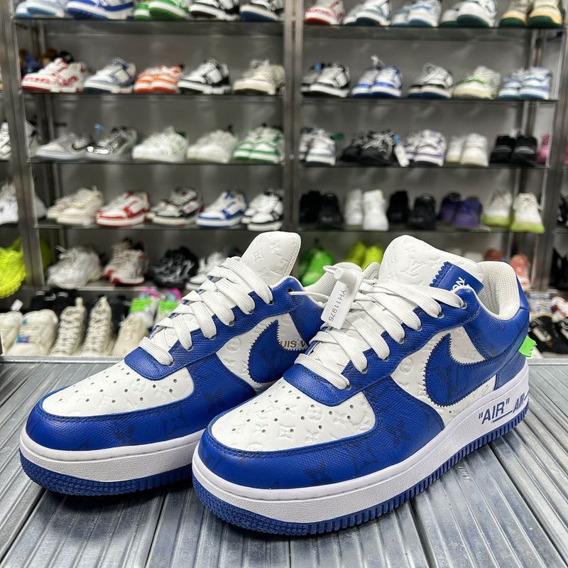 Louis Vuitton Nike x Louis Vuitton Blue and White Sneakers 0079 Size US 8 / EU 41 - 1 Thumbnail