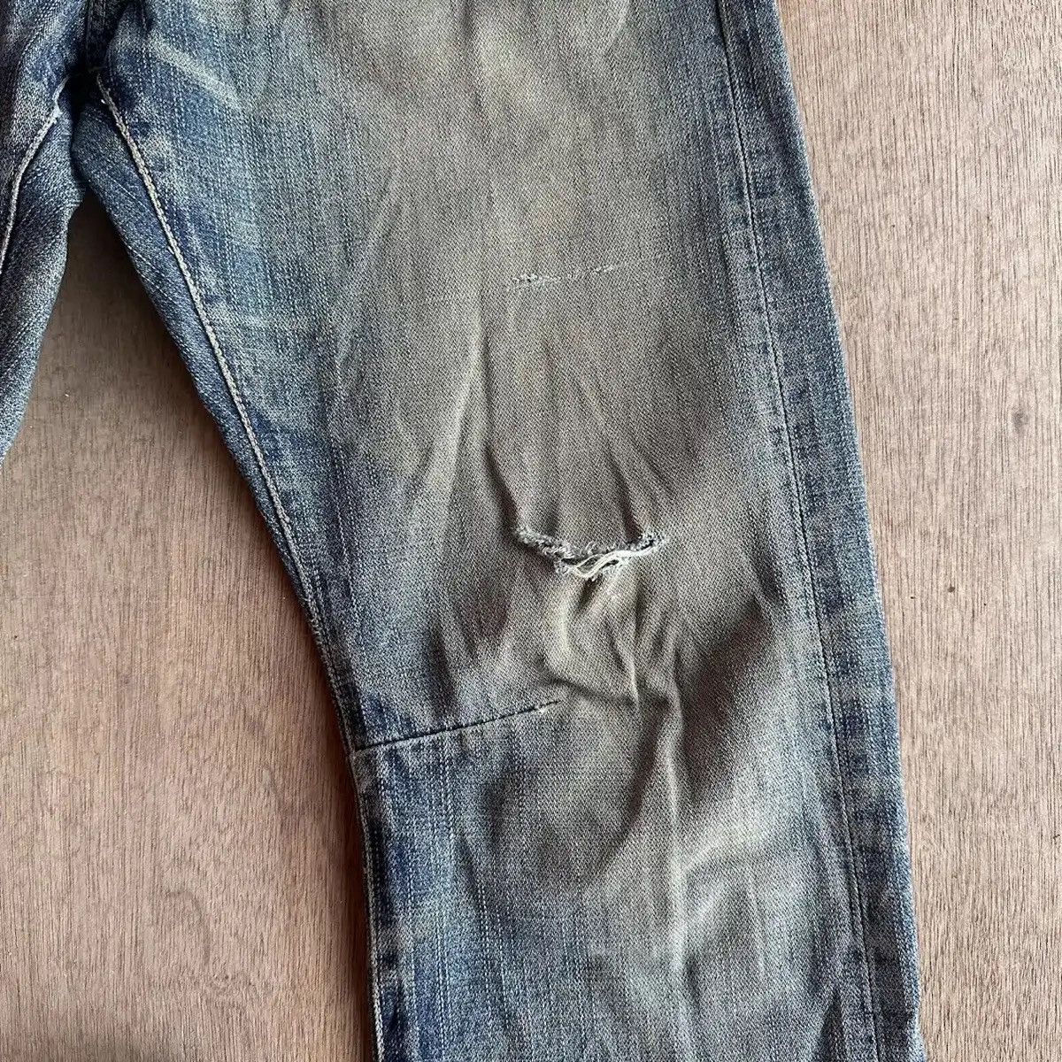 Self Edge RARE💥REDLINE JAPANESE VTG JEAN RIPPED MUDWASH DENIM PANTS Size US 31 - 9 Thumbnail