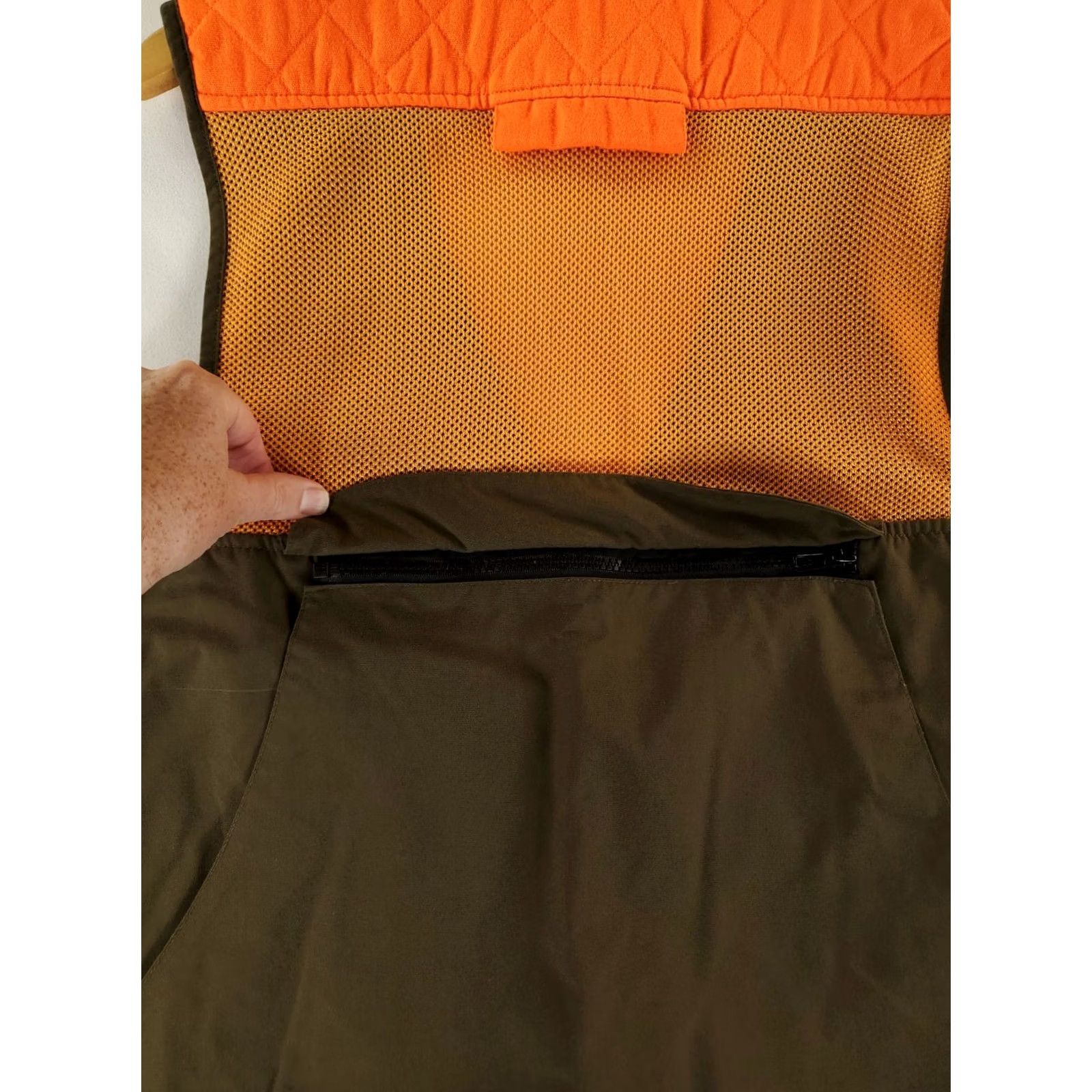 Vintage VINTAGE LL Bean Vest Hunting Nylon Blaze Orange Olive Green Mens M Size 40R - 3 Thumbnail