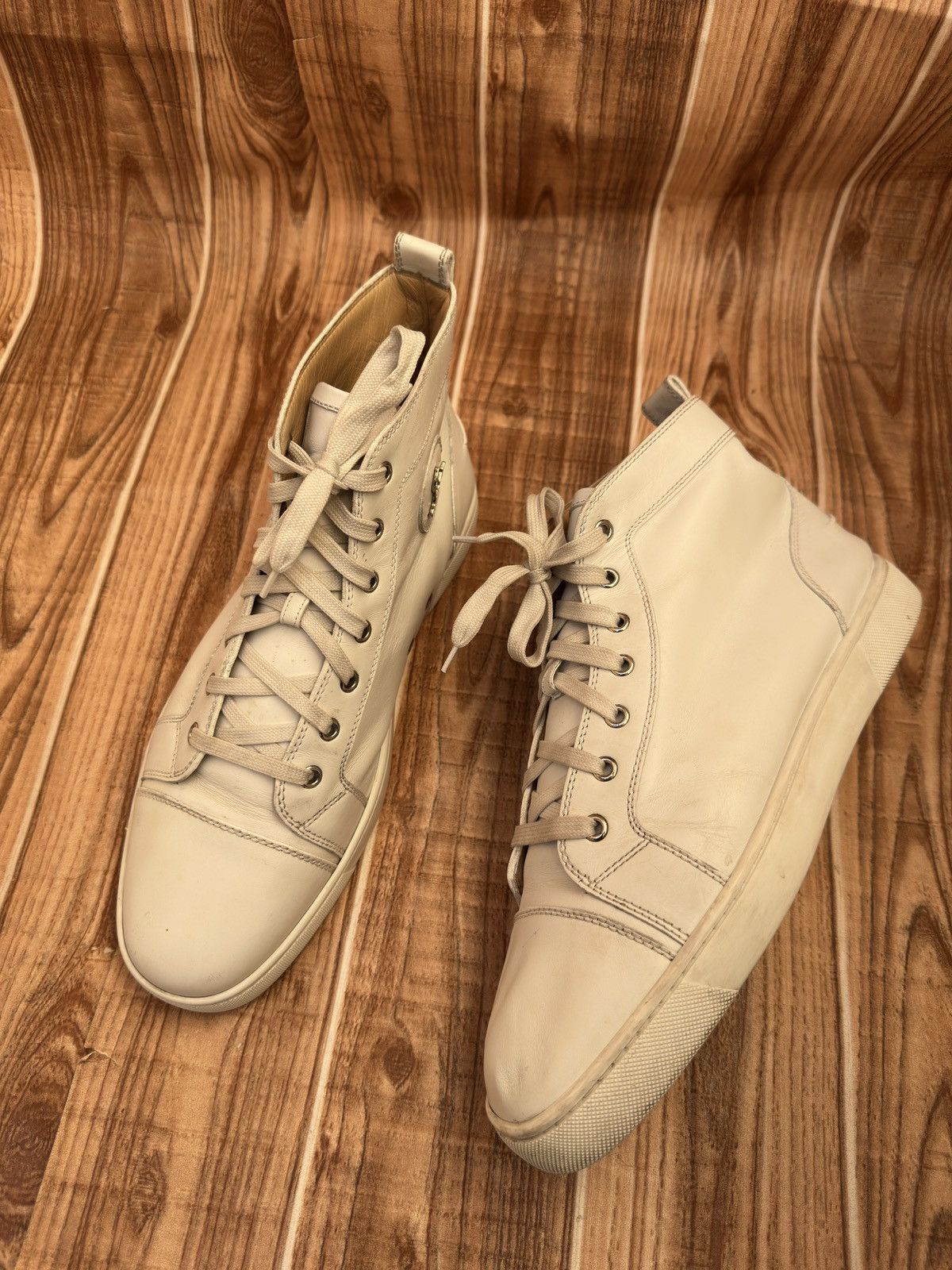Christian Louboutin Christian Louboutin White High Leather Sneakers Size US 10.5 / EU 43-44 - 13 Thumbnail
