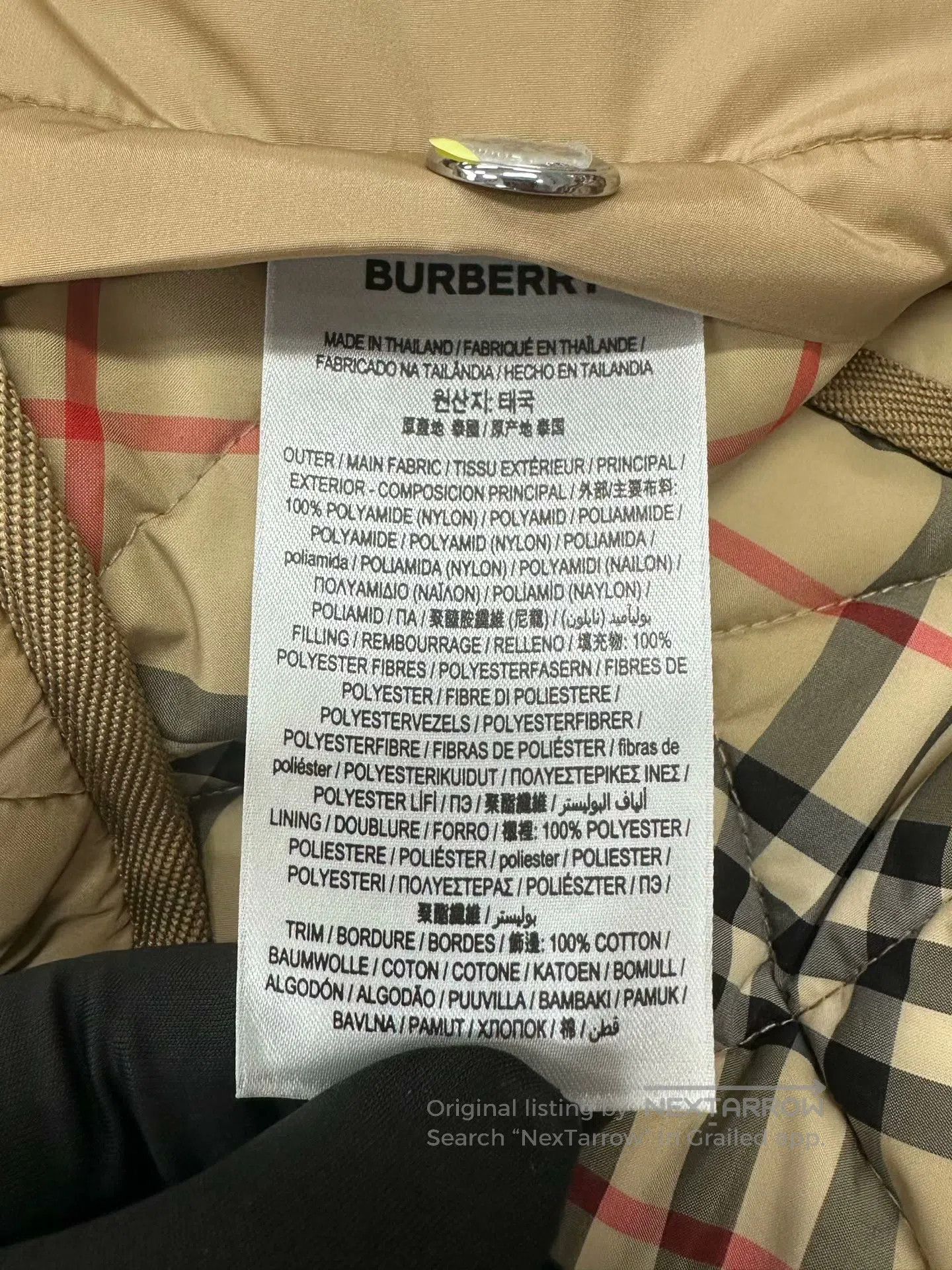 Burberry Burberry Khaki Diamond Quilted Hooded Jacket| Size S / US 4 / IT 40 - 4 Thumbnail